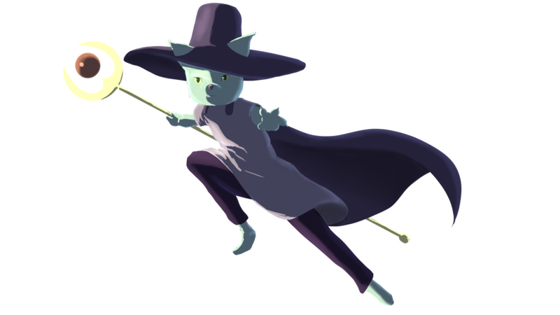 An anthropomorphic cat wielding a staff